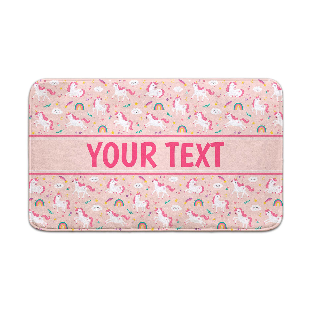 Personalized Bath Mat - Unicorns - Pink - 18" x 30"