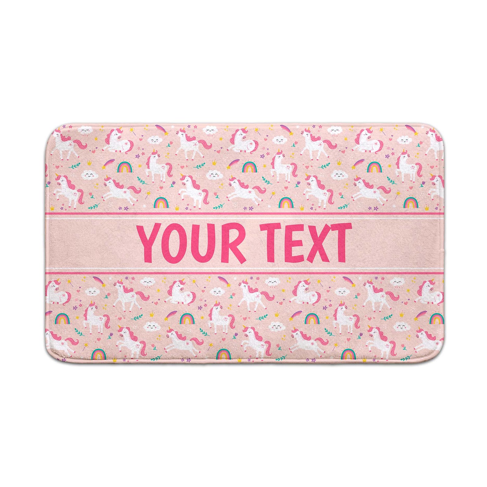 Personalized Bath Mat - Unicorns - Pink - 18" x 30"