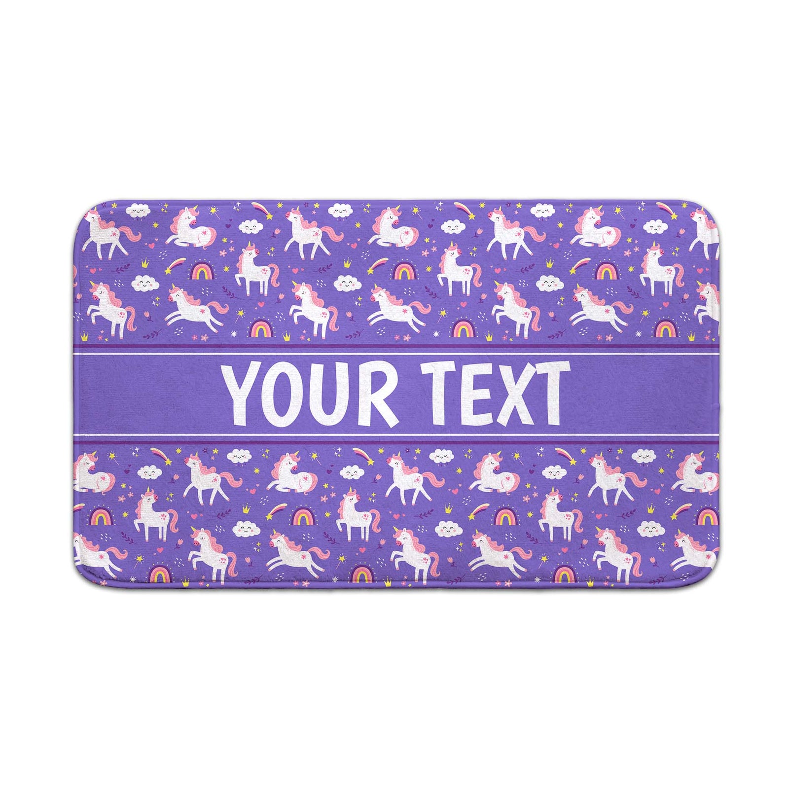 Personalized Bath Mat - Unicorns - Purple - 18" x 30"