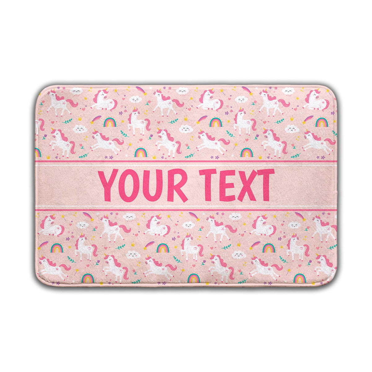 Personalized Bath Mat - Unicorns - Pink - 24" x 36"