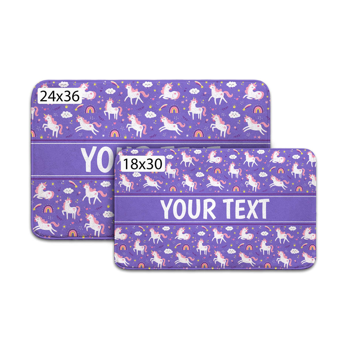 Personalized Bath Mat - Unicorns - Purple - All Sizes