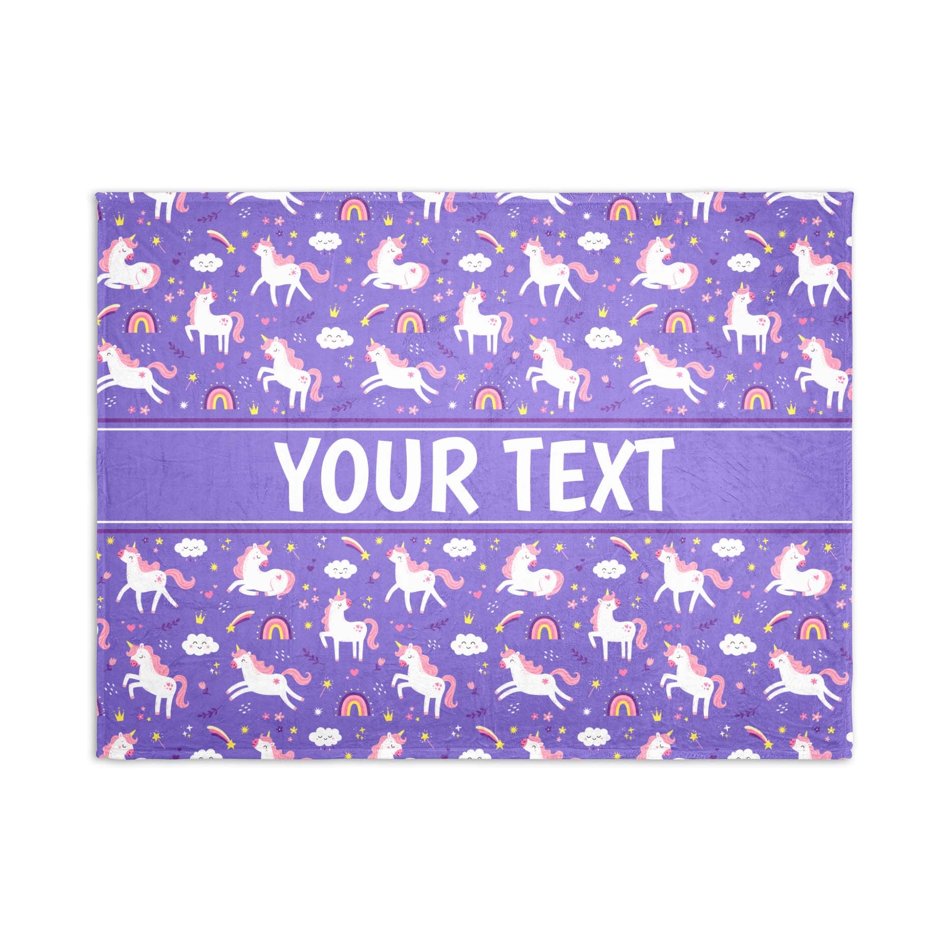 Personalized Blanket - Unicorns - Purple - 30" x 40"