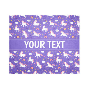 Personalized Blanket - Unicorns - Purple - 50" x 60"