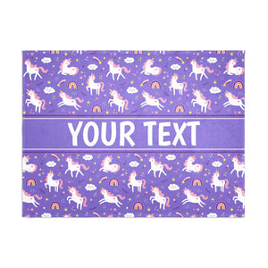Personalized Blanket - Unicorns - Purple - 60" x 80"