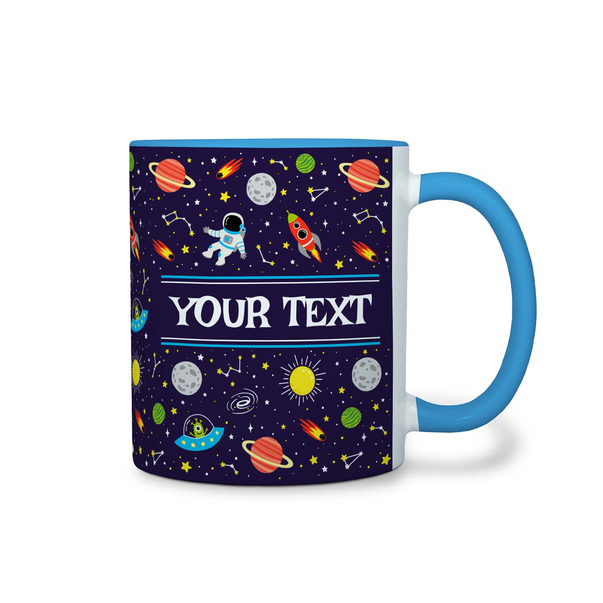 Personalized Light Blue Accent Mug - Space - 11 Ounces