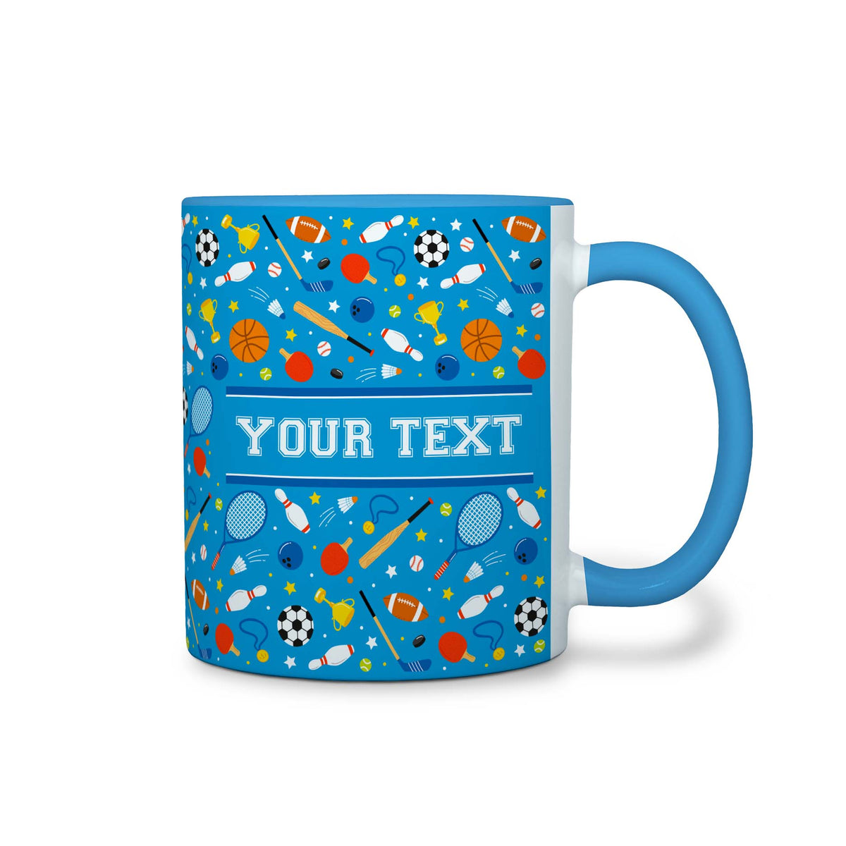 Personalized Light Blue Accent Mug - Sports - 11 Ounces