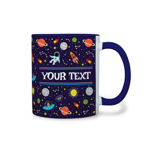 Personalized Navy Blue Accent Mug - Space - 11 Ounces