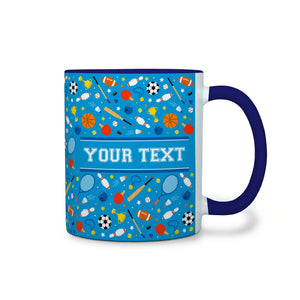 Personalized Navy Blue Accent Mug - Sports - 11 Ounces