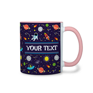 Personalized Pink Accent Mug - Space - 11 Ounces