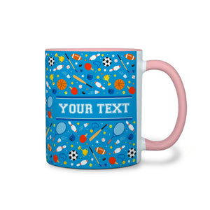 Personalized Pink Accent Mug - Sports - 11 Ounces