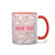 Personalized Red Accent Mug - Unicorns - Pink - 11 Ounces