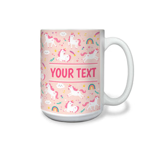 Personalized Mug - Unicorns - Pink - 15 Ounces