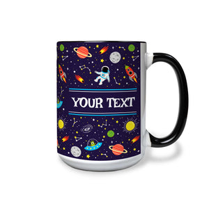 Personalized Black Accent Mug - Space - 15 Ounces