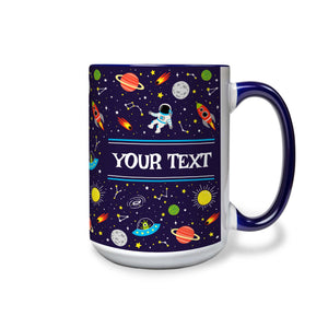 Personalized Navy Blue Accent Mug - Space - 15 Ounces