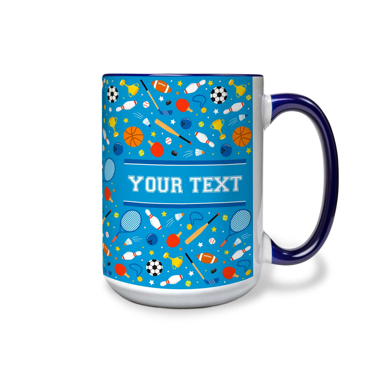 Personalized Navy Blue Accent Mug - BuSportstterflies - 15 Ounces