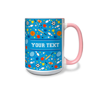 Personalized Pink Accent Mug - Sports - 15 Ounces