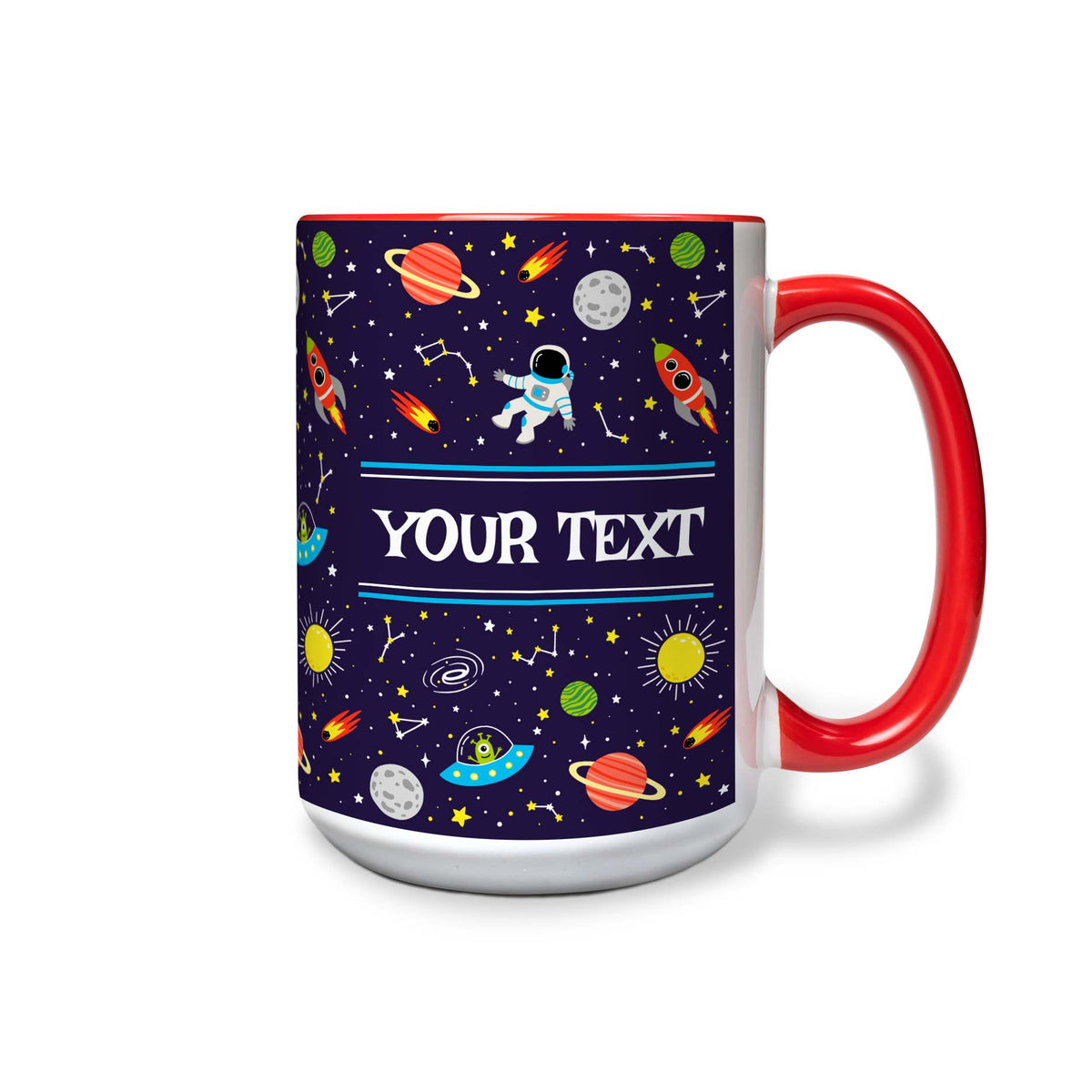 Personalized Red Accent Mug - Space - 15 Ounces