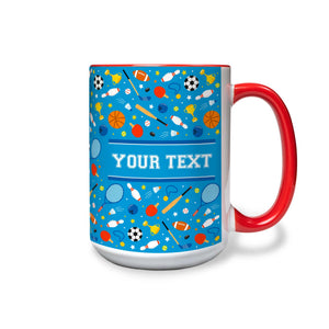 Personalized Red Accent Mug - Sports - 15 Ounces