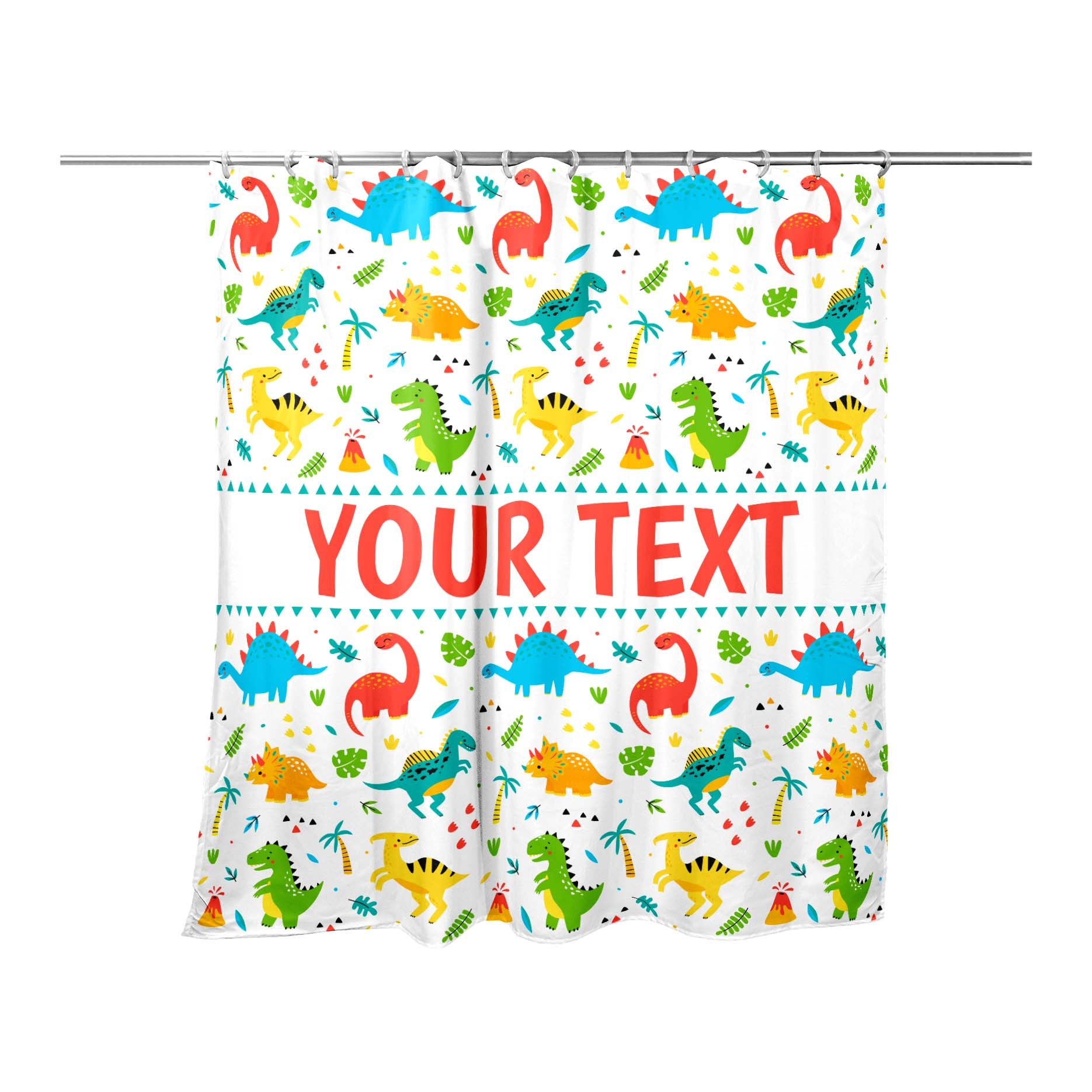 Personalized Shower Curtain - Dinosaurs - 71" x 74"