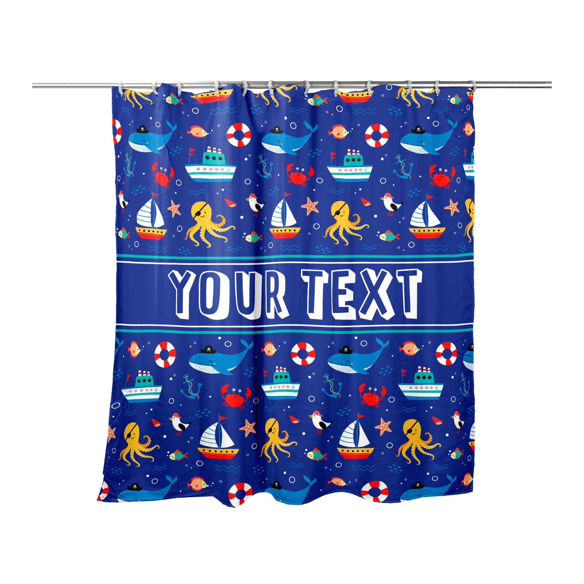 Personalized Shower Curtain - Nautical - 71" x 74"