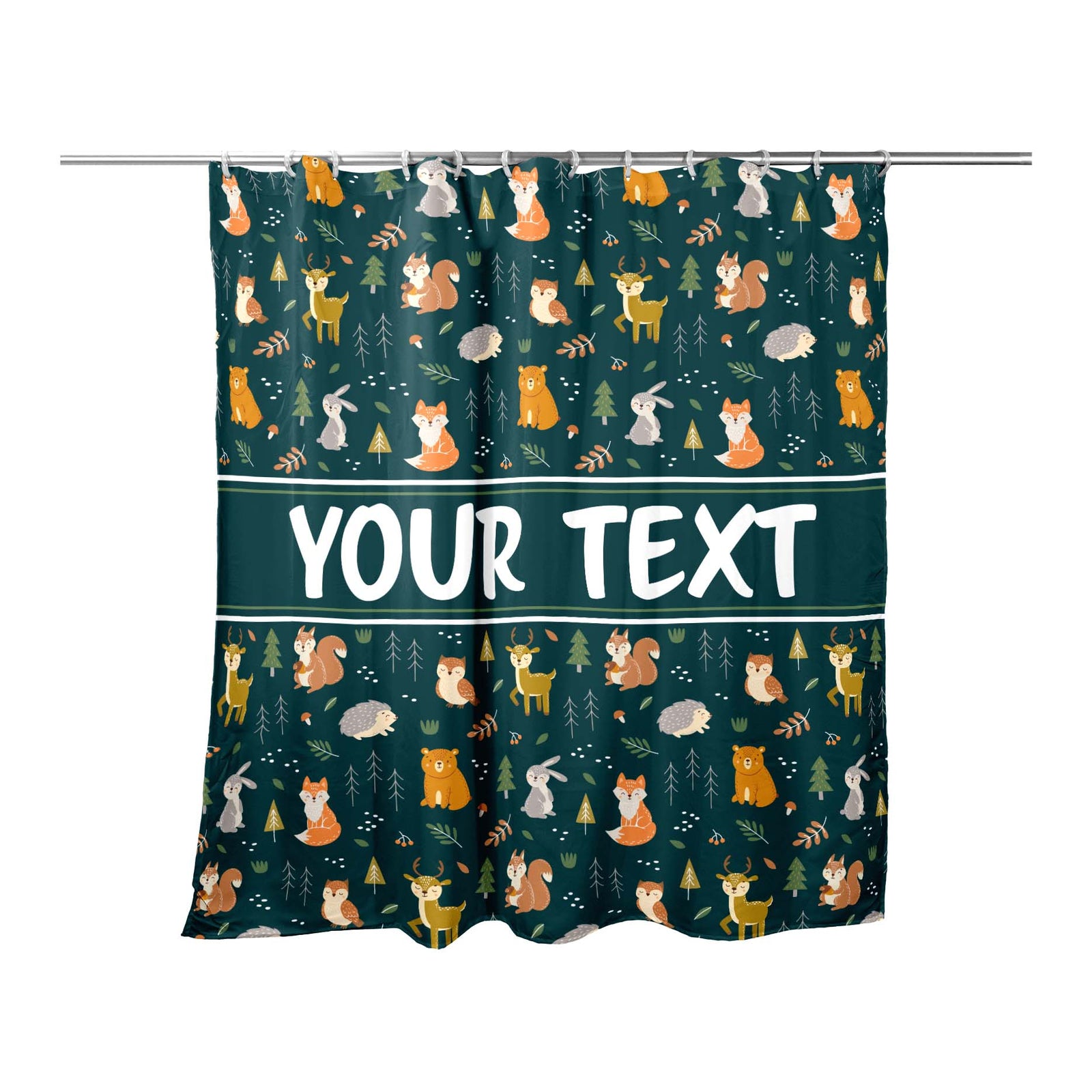 Personalized Shower Curtain - Woodland Creatures - 71" x 74"