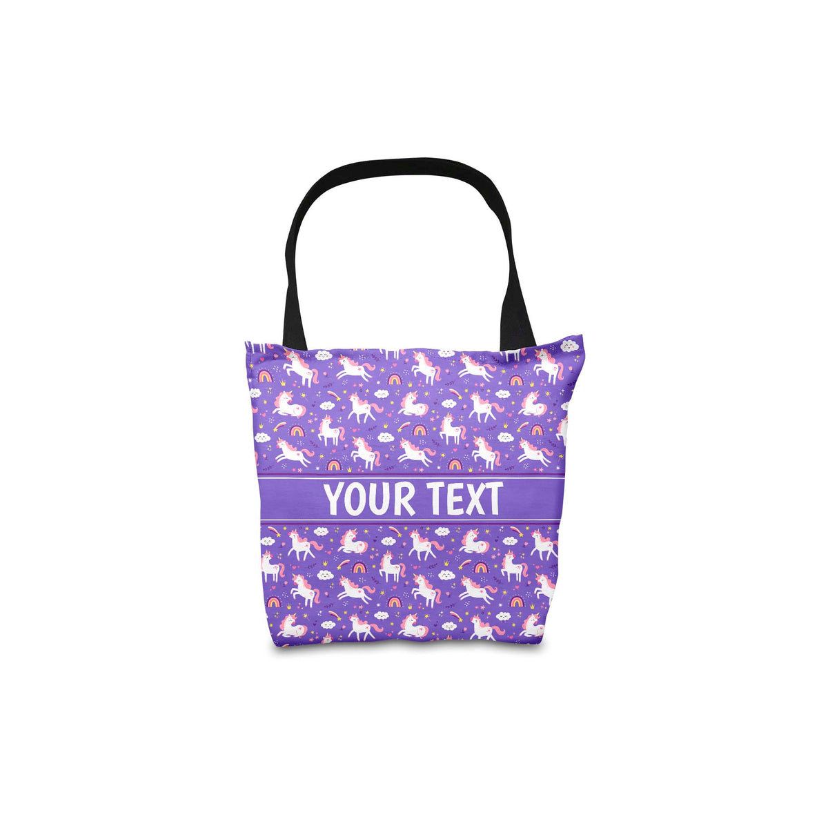Personalized Tote Bag - Unicorns - Purple - 13" x 13"