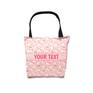 Personalized Tote Bag - Unicorns - Pink - 16" x 16"