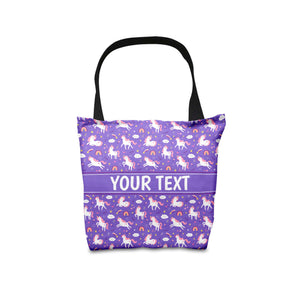 Personalized Tote Bag - Unicorns - Purple - 16" x 16"