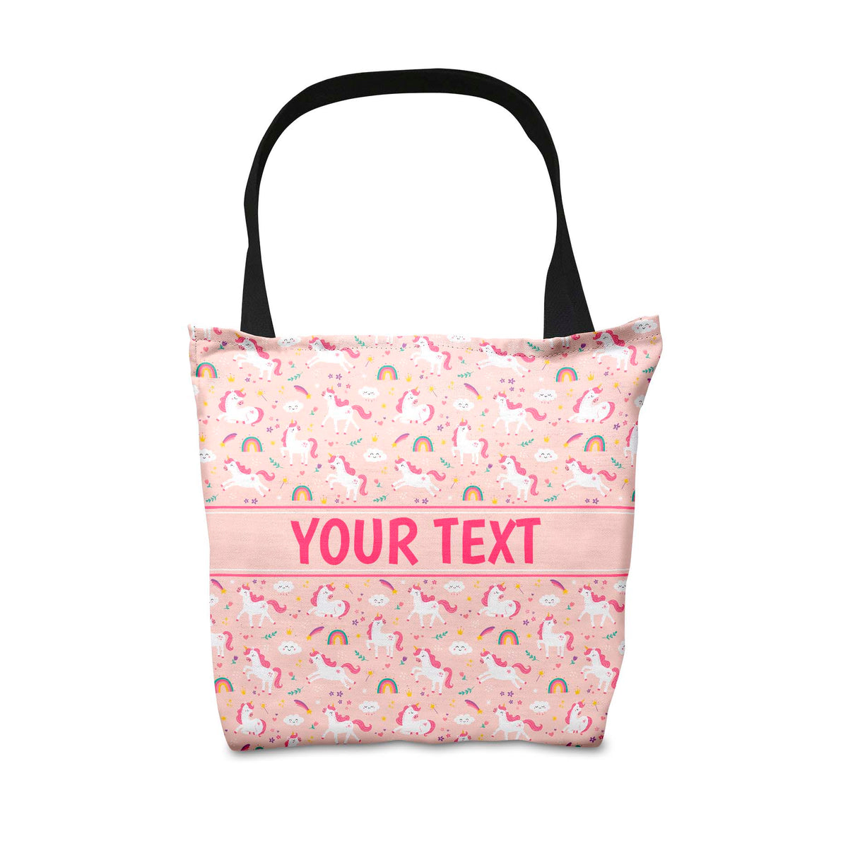 Personalized Tote Bag - Unicorns - Pink - 18" x 18"