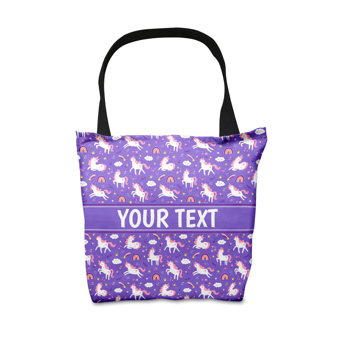 Personalized Tote Bag - Unicorns - Purple - 18" x 18"