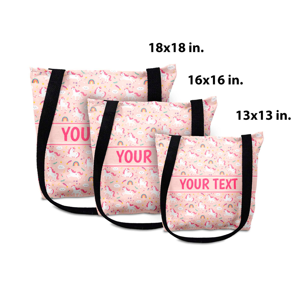 Personalized Tote Bag - Unicorns - Pink - All Sizes