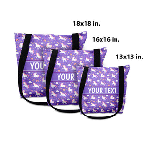 Personalized Tote Bag - Unicorns - Purple - All Sizes